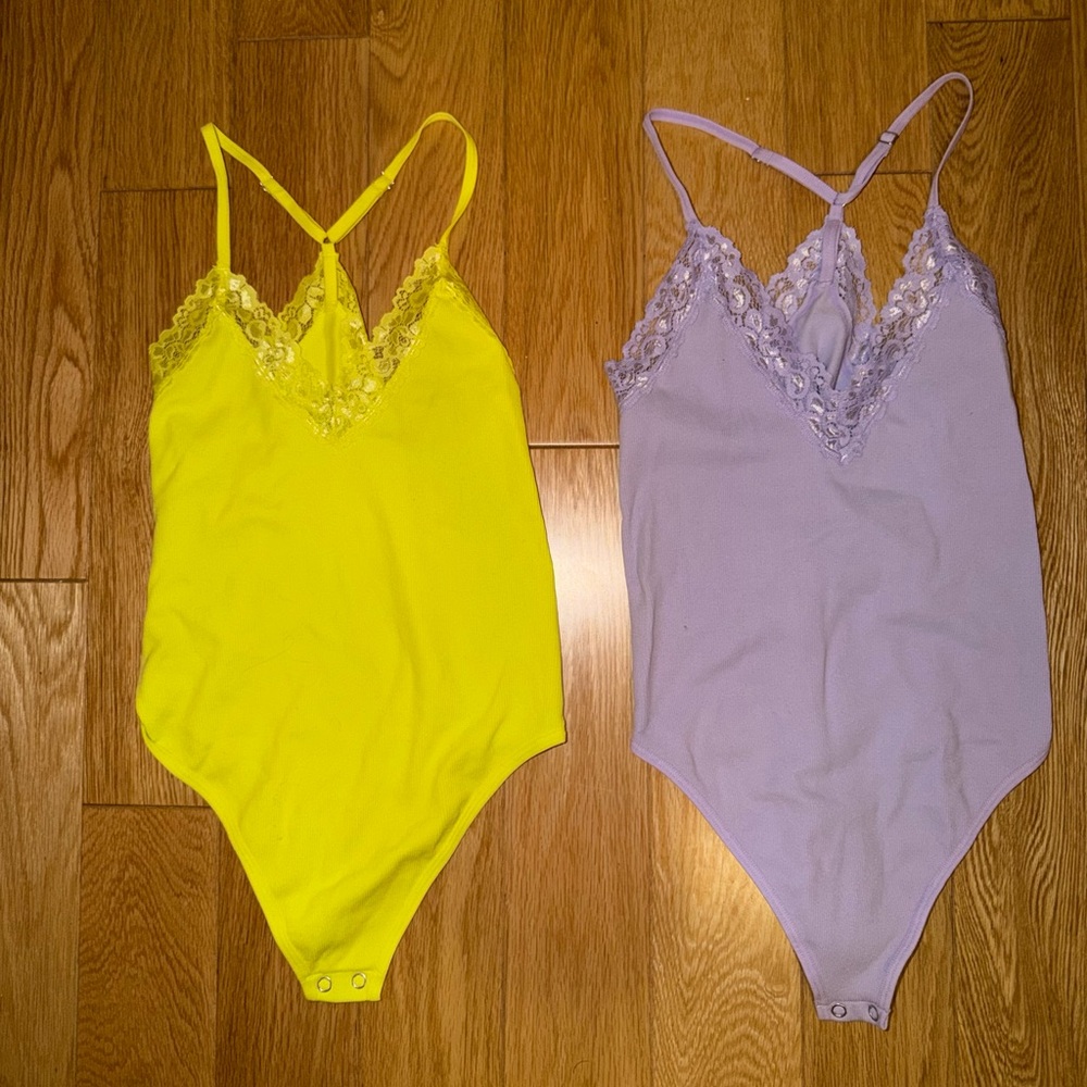 BRAND NEW bundle of 2 ribbed lace bodysuits